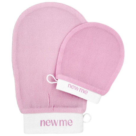 Newme-exfoliatinmitt-duo-pink