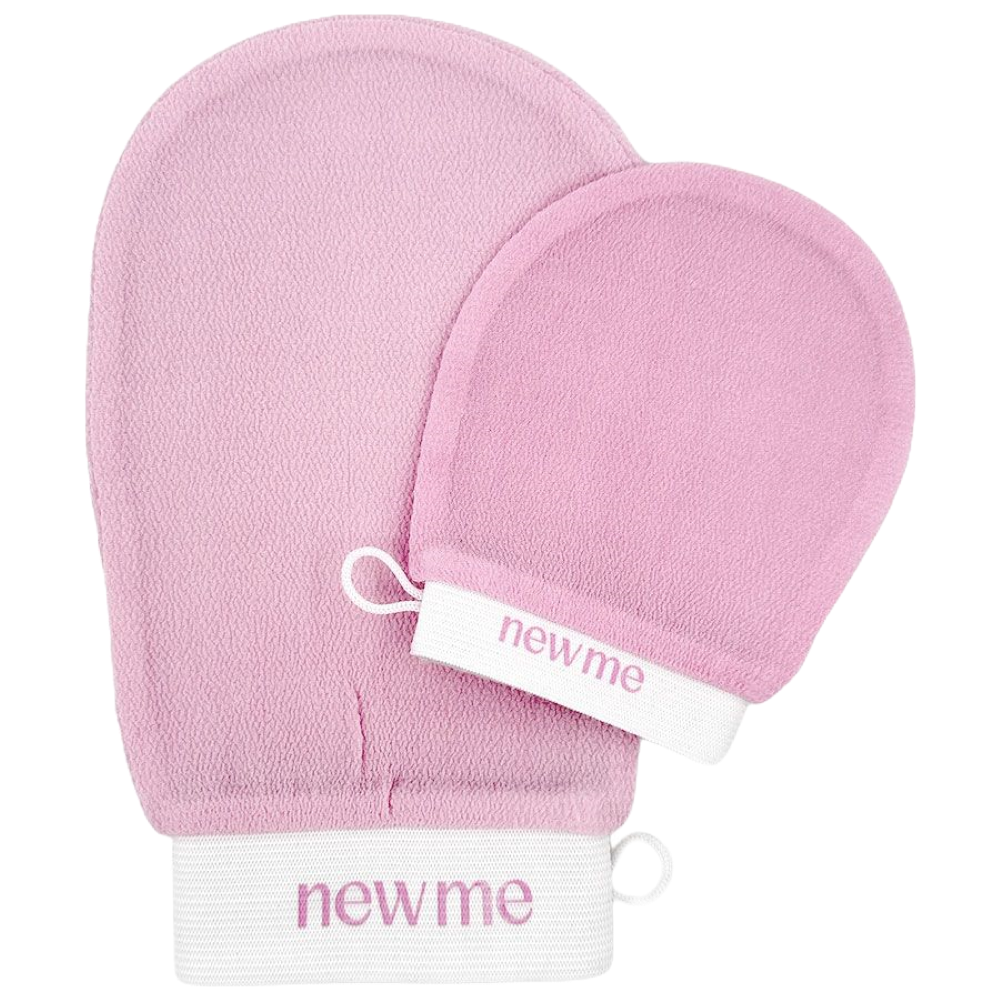 Newme-exfoliatinmitt-duo-pink