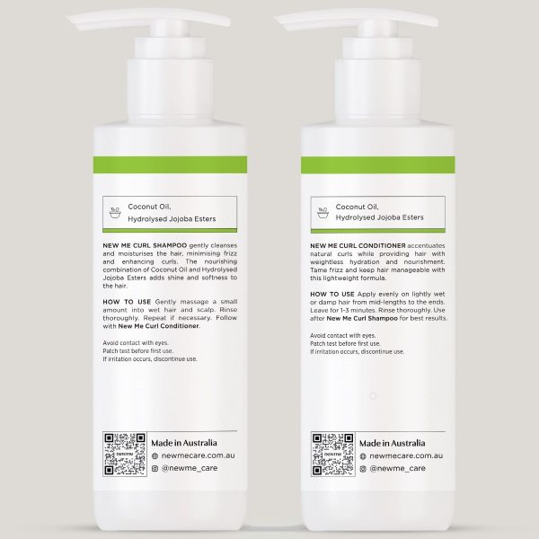 New Me Curl Shampoo and Conditioner back left 250ml