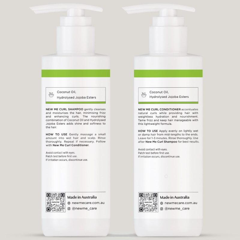 New Me Curl Shampoo and Conditioner back left 250ml