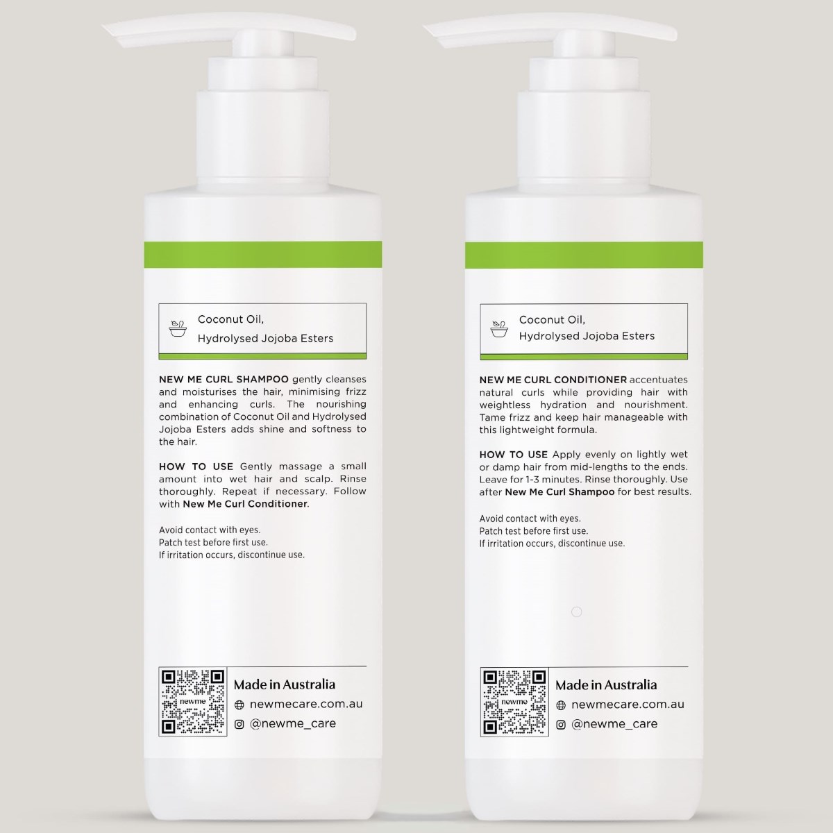 New Me Curl Shampoo and Conditioner back left 250ml